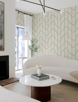 Harlow Gold Curved Contours Wallpaper with Metallic Textured Linen-Effect Stripes - A?Street Prints 4141-27139