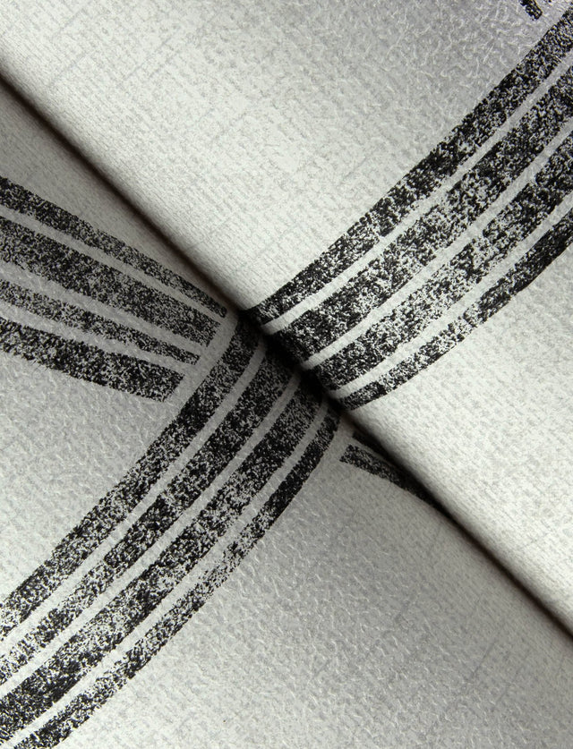 Harlow Black Curved Contours Wallpaper with Metallic Textured Graphic Stripe Motif - Brewster 4141-27141