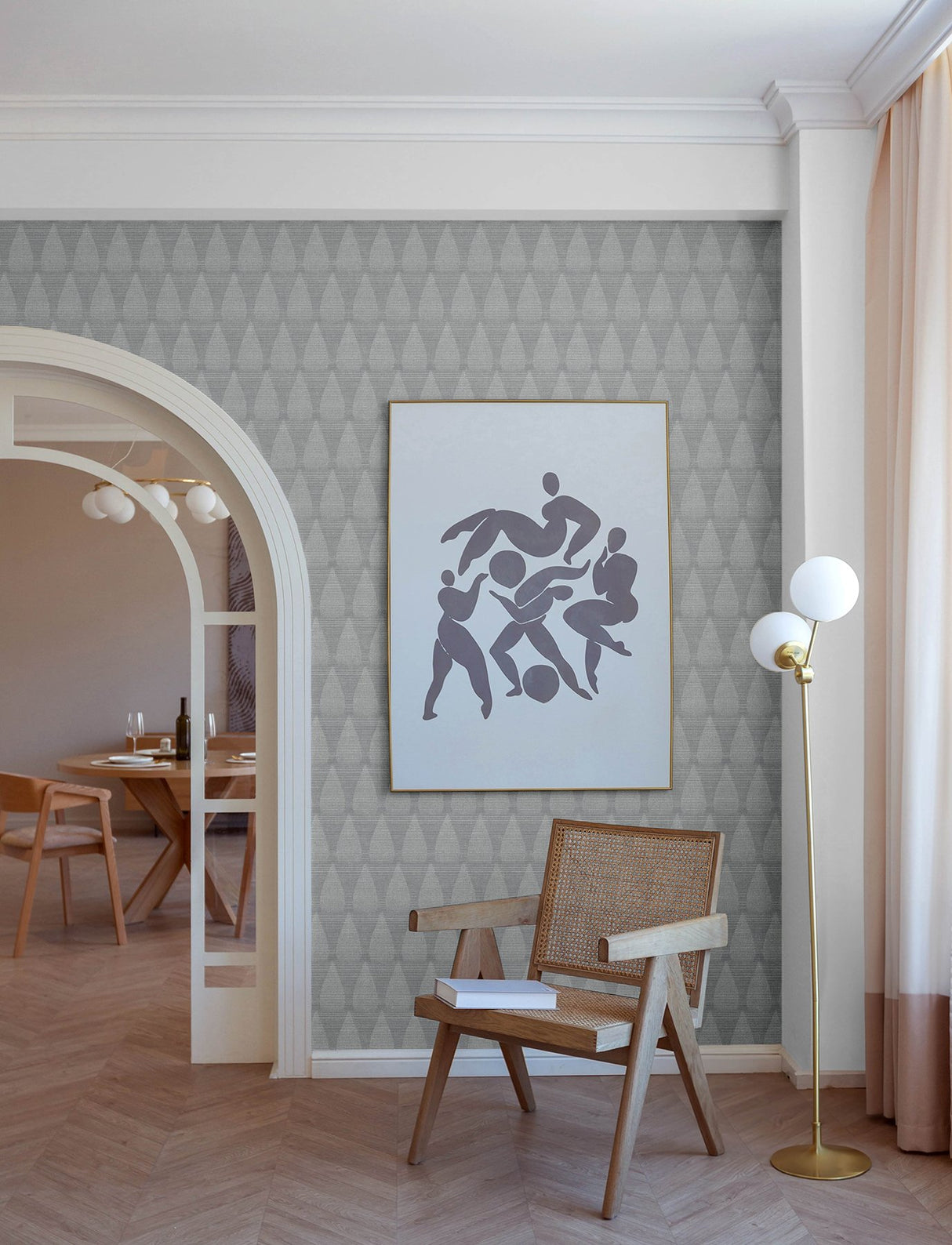 Mirko Stone Ogee Wallpaper with Textured Teardrop Stripe Motif - A-Street Prints 4141-27143
