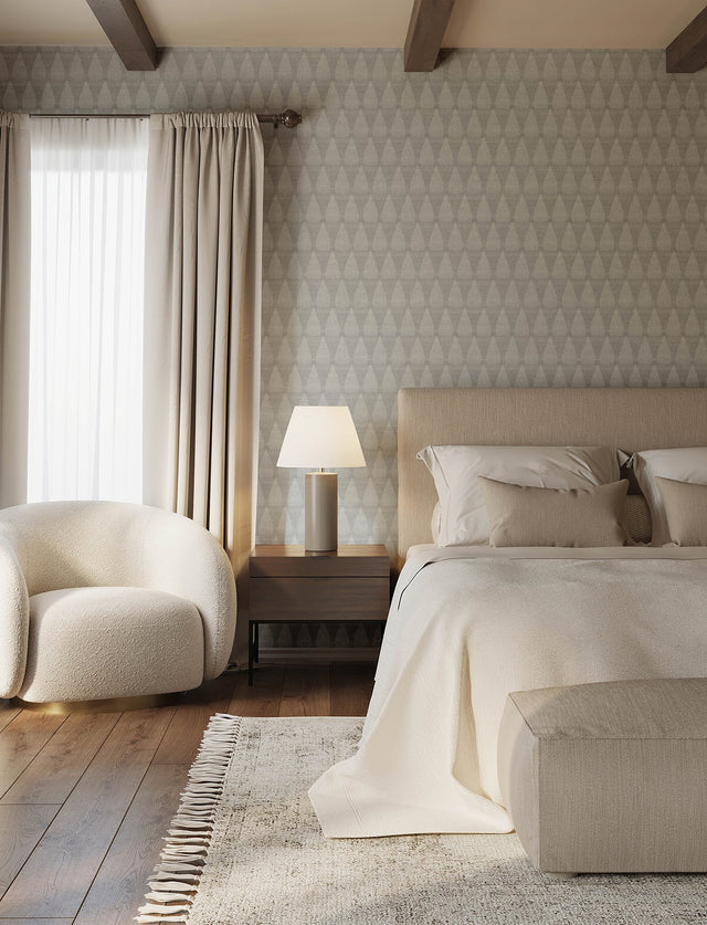 Mirko Stone Ogee Wallpaper with Textured Teardrop Stripe Motif - A-Street Prints 4141-27143