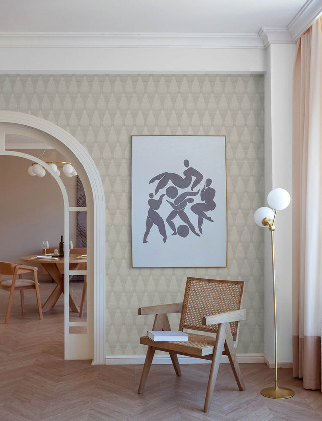 Mirko Grey Ogee Wallpaper with Modern Graphic Ogee Pattern - Brewster 4141-27145