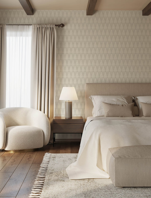Mirko Grey Ogee Wallpaper with Modern Graphic Ogee Pattern - Brewster 4141-27145