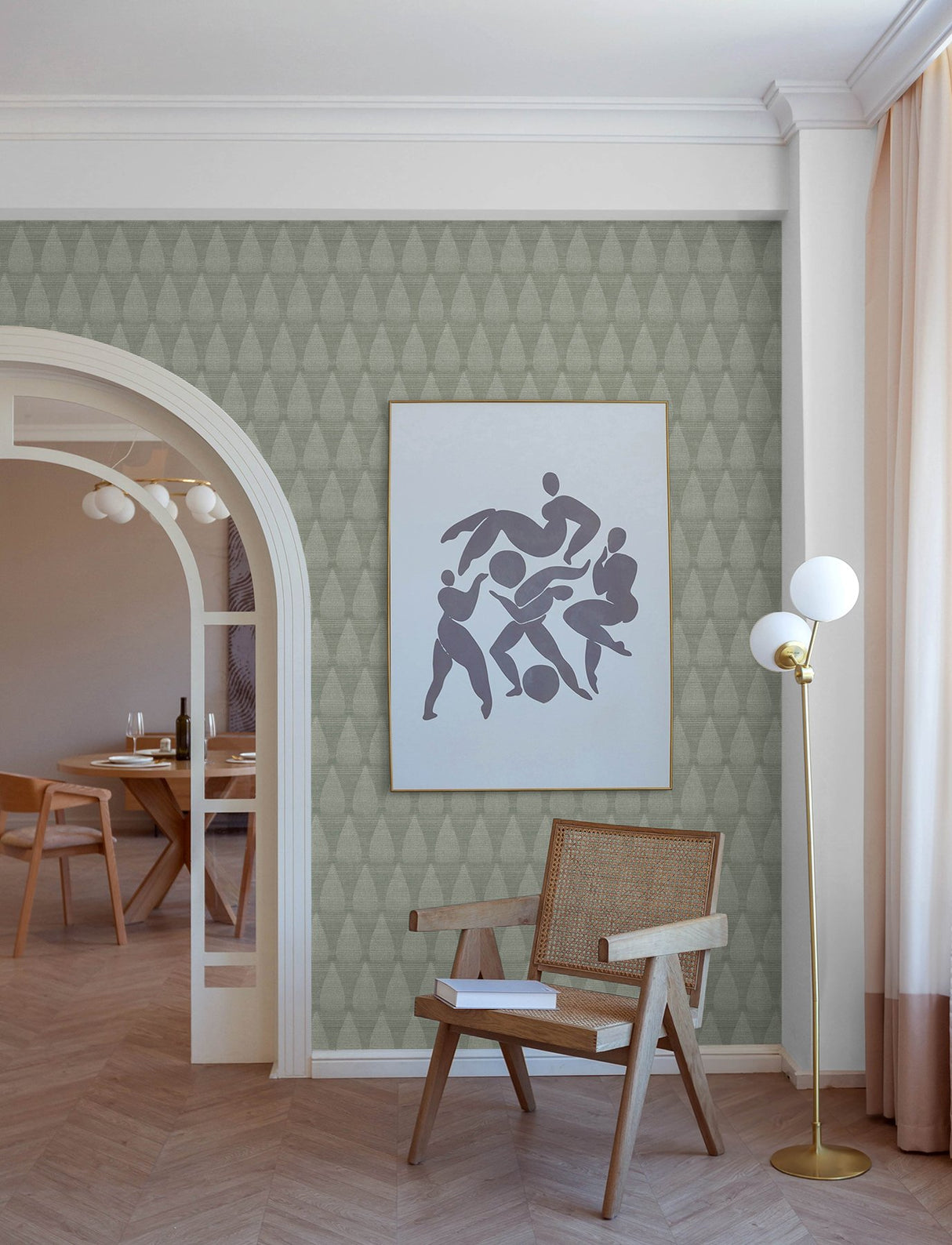 Mirko Sage Ogee Wallpaper with Modern Textured Teardrop Motif - A-Street Prints 4141-27146