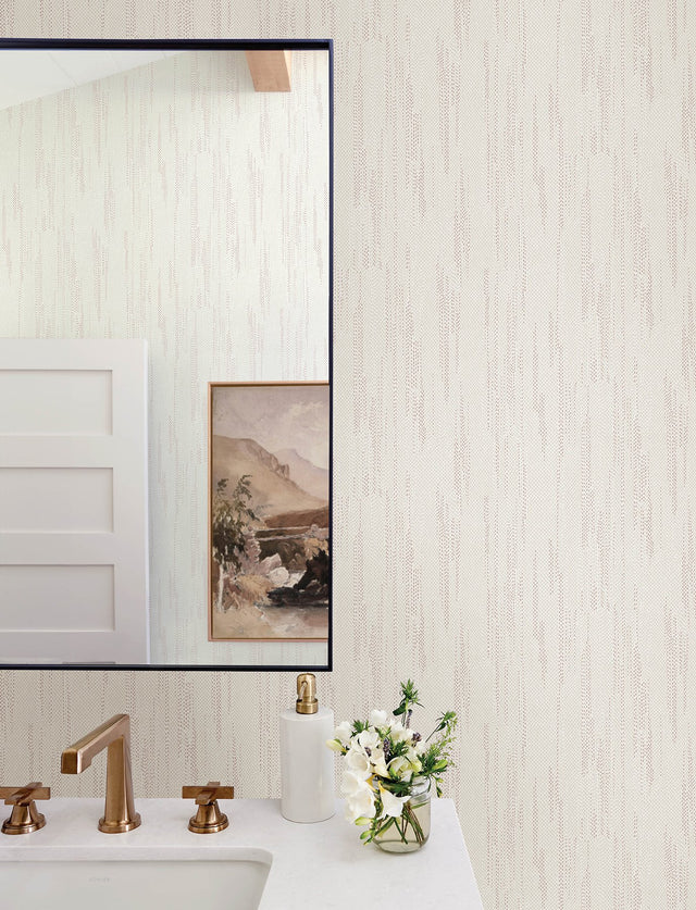 Baris Rose Gold Stipple Stripe Wallpaper with Modern Ogee Graphic Pattern - A-Street Prints 4141-27147