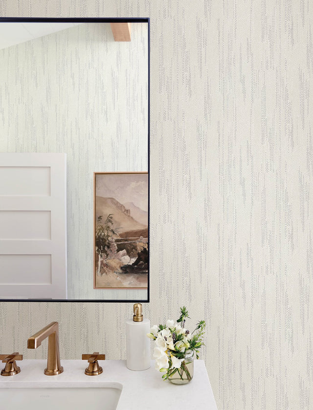 Baris Silver Stipple Stripe Wallpaper with Metallic Textured Abstract Stripe - A-Street Prints 4141-27148