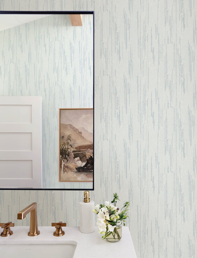 Baris Aqua Stipple Stripe Wallpaper with Modern Abstract Textured Raised Ink - A-Street Prints 4141-27150