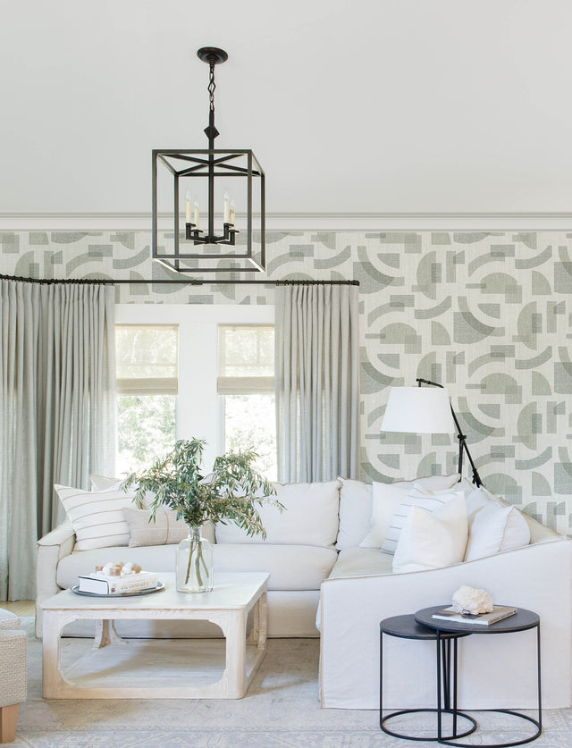 Fulton Sea Green Shapes Wallpaper with Abstract Modern Geometric Pattern - A-Street Prints 4141-27158
