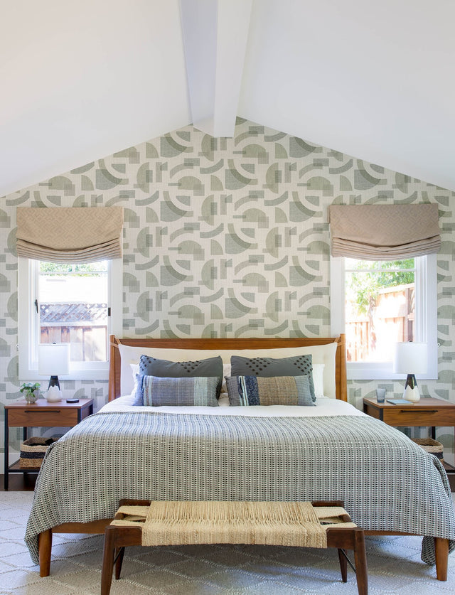Fulton Sea Green Shapes Wallpaper with Abstract Modern Geometric Pattern - A-Street Prints 4141-27158