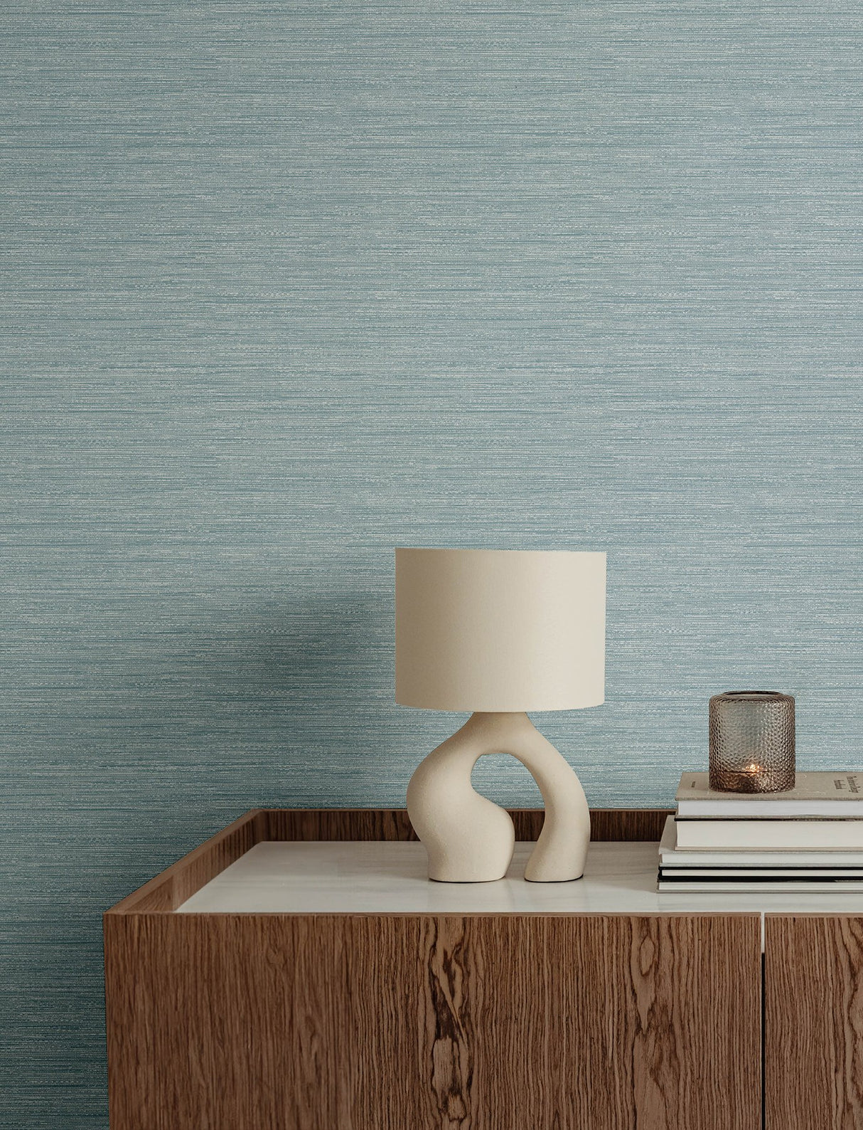 Sheehan Light Blue Faux Grasscloth Wallpaper with Modern Geometric Motif - A-Street Prints 4141-27162