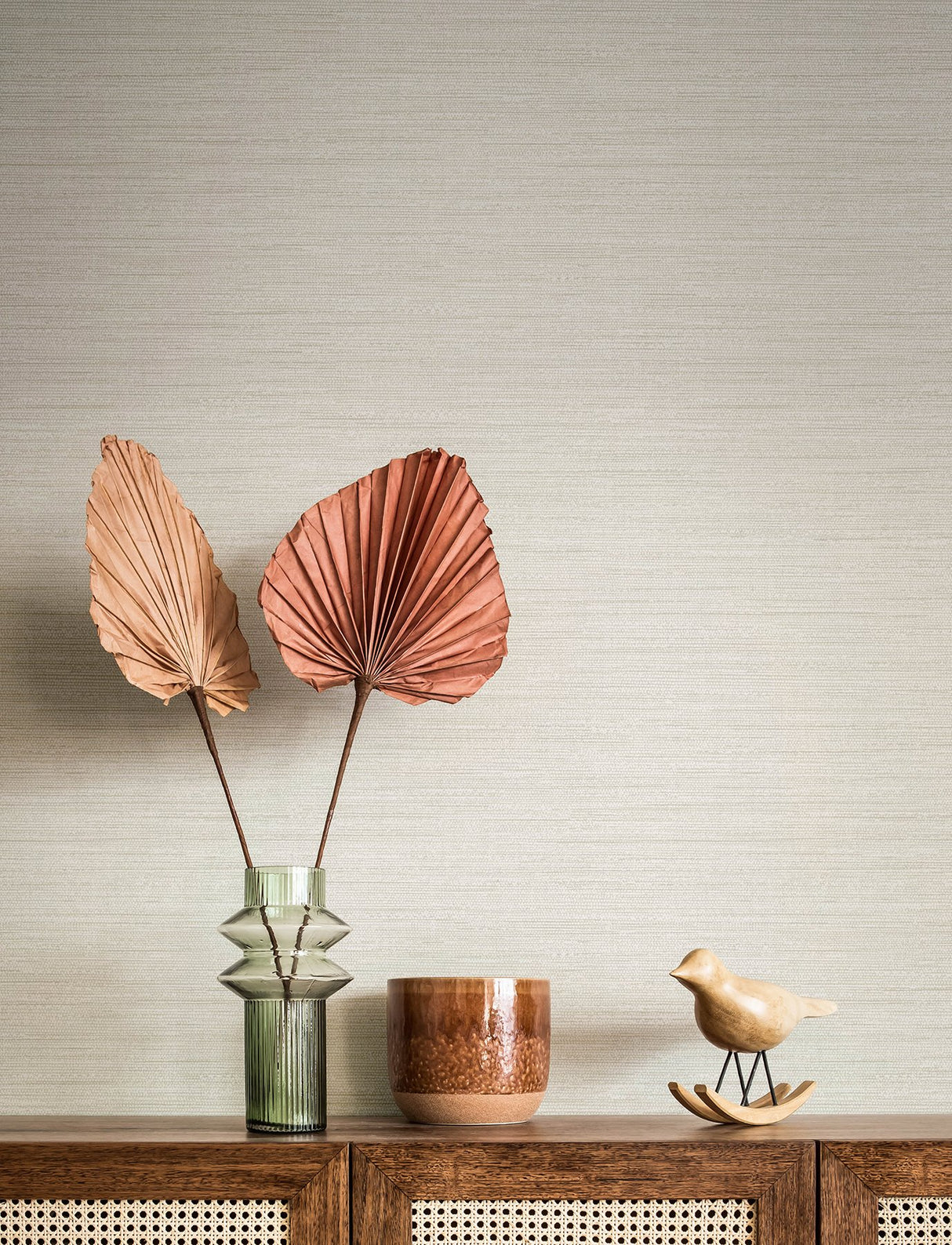 Sheehan Pearl Faux Grasscloth Wallpaper with Modern Textured Metallic Finish - Brewster 4141-27163