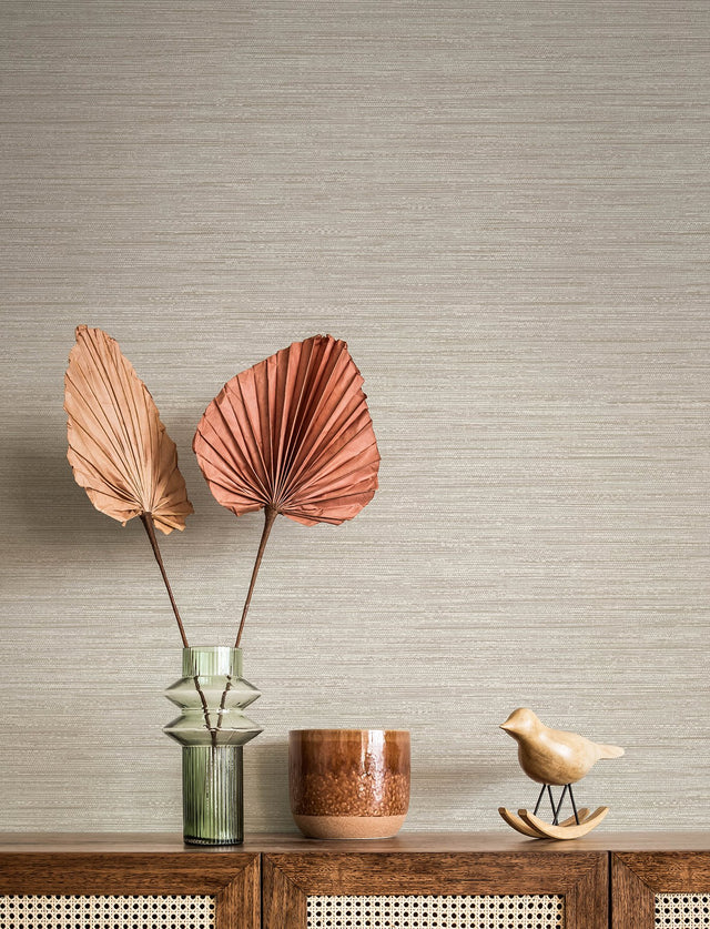 Sheehan Neutral Faux Grasscloth Wallpaper with Modern Graphic Texture - Brewster 4141-27164