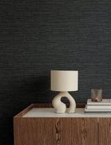 Sheehan Black Faux Grasscloth Wallpaper with Modern Faux Grasscloth Texture - A-Street Prints 4141-27166