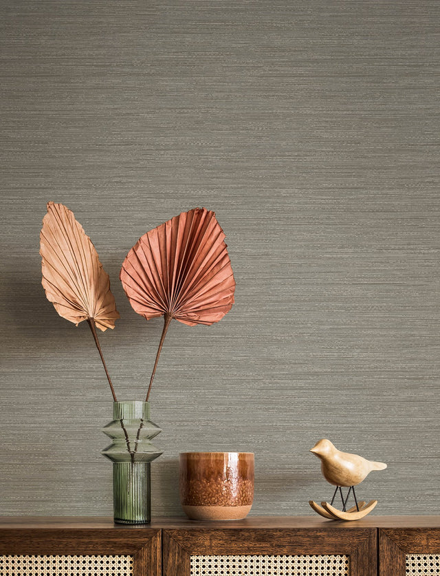 Sheehan Grey Faux Grasscloth Wallpaper with Modern Graphic Texture - A-Street Prints 4141-27171