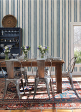 Loom Spun Indigo Striped Prepasted Non Woven Wallpaper - Chesapeake 4142-72600