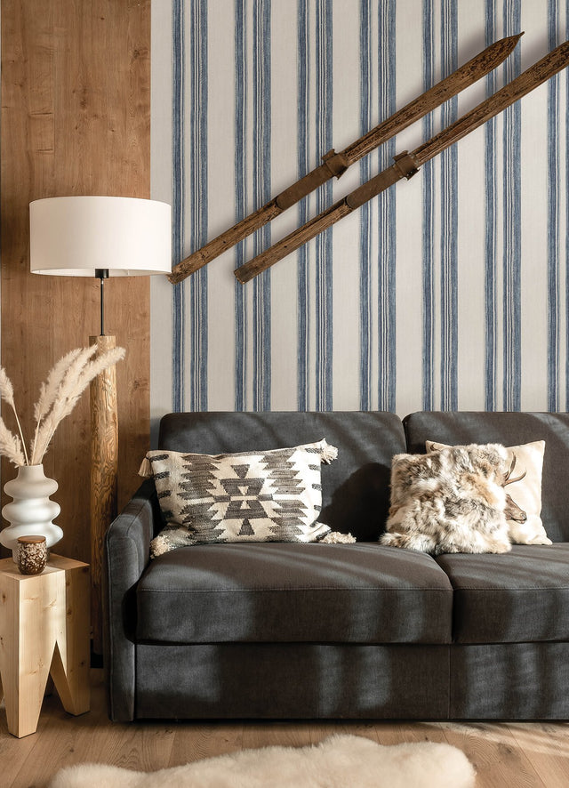 Loom Spun Indigo Striped Prepasted Non Woven Wallpaper - Chesapeake 4142-72600