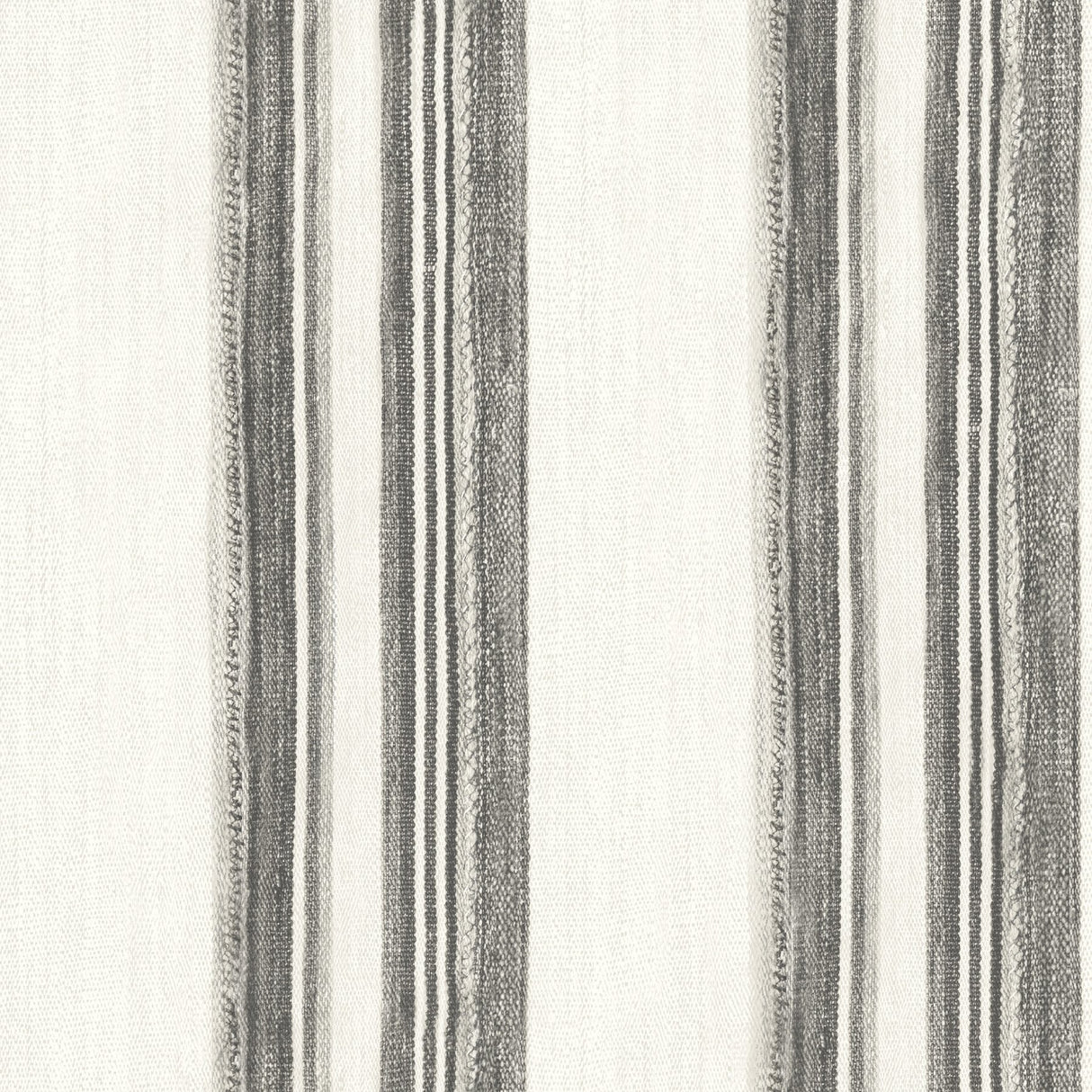 Loom Spun Charcoal Wallpaper with Farmhouse Stripes, Prepasted Non Woven, Random Match - Chesapeake 4142-72601