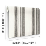 Loom Spun Charcoal Wallpaper with Farmhouse Stripes, Prepasted Non Woven, Random Match - Chesapeake 4142-72601