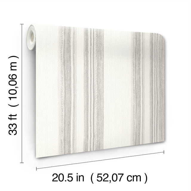 Loom Spun Grey Wallpaper with Textured Stripe Pattern, Farmhouse Style - Chesapeake 4142-72602