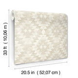 Montana Bone Wallpaper with Country Geometric Pattern, Textured Raised Ink - Chesapeake 4142-72605