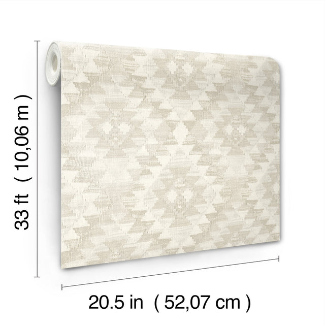 Montana Bone Wallpaper with Country Geometric Pattern, Textured Raised Ink - Chesapeake 4142-72605