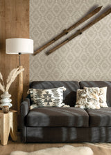 Montana Bone Wallpaper with Country Geometric Pattern, Textured Raised Ink - Chesapeake 4142-72605