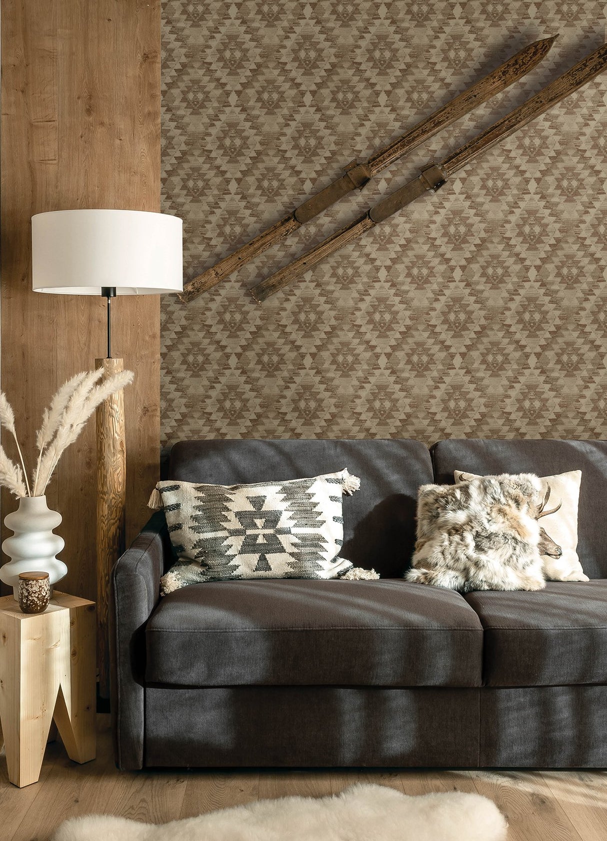 Montana Maroon Wallpaper with Geometric Country Pattern - Chesapeake 4142-72606
