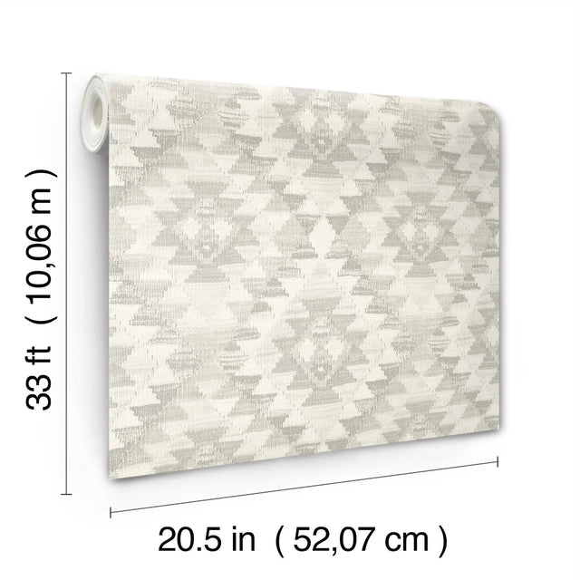 Montana Ash Wallpaper with Geometric Western Motif - Chesapeake 4142-72607