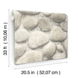 Root Rock Brown Wallpaper with Stone Graphic in Farmhouse Style - Chesapeake 4142-72610