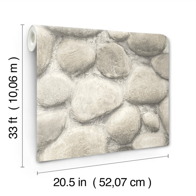 Root Rock Brown Wallpaper with Stone Graphic in Farmhouse Style - Chesapeake 4142-72610