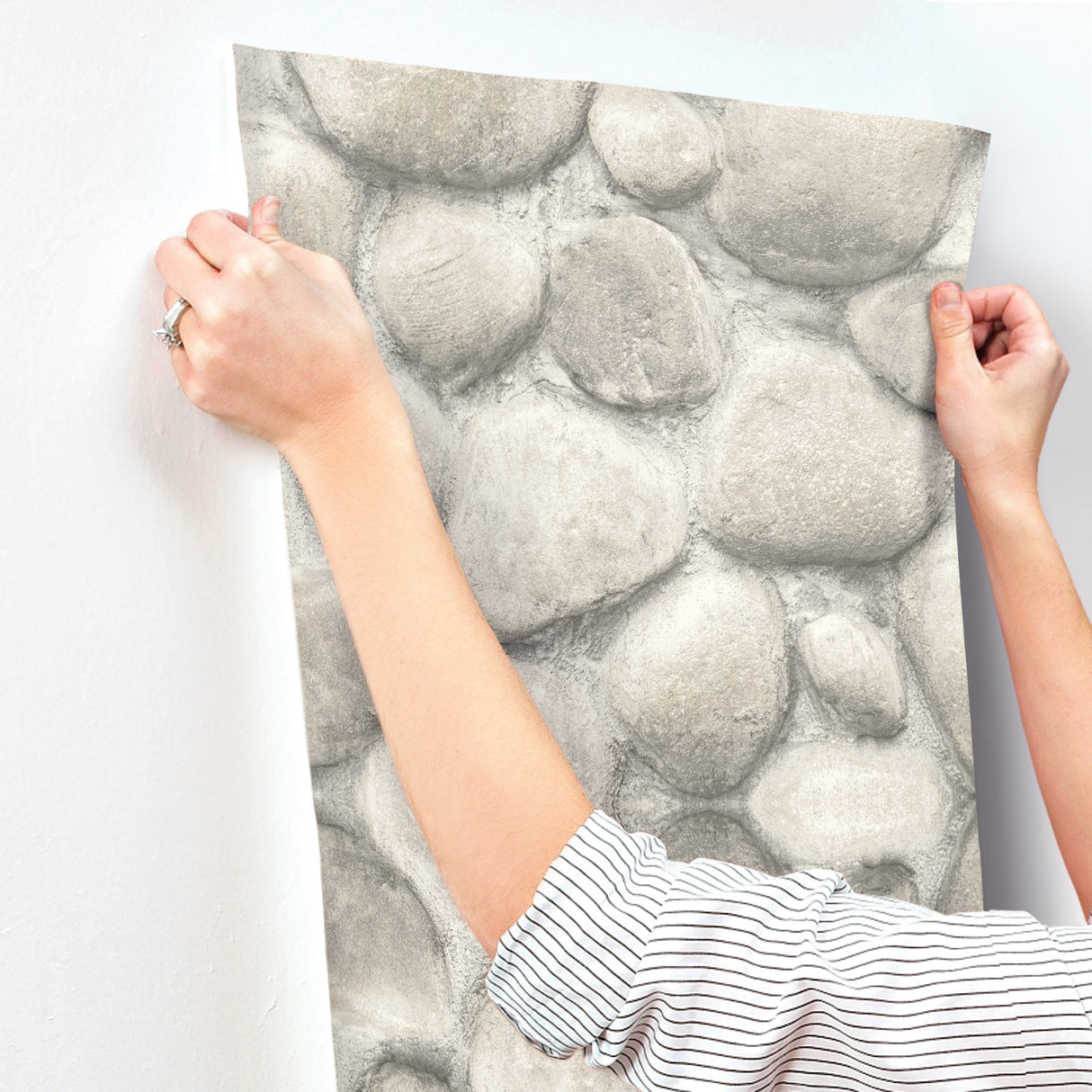 Root Rock Brown Wallpaper with Stone Graphic in Farmhouse Style - Chesapeake 4142-72610