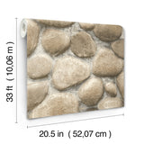 Root Rock Beige Wallpaper with Stone Graphic Motif, Farmhouse Style - 4142-72612