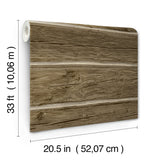 Lodgepole Dark Brown Wallpaper with Farmhouse Wood Graphic Pattern - Chesapeake 4142-72613