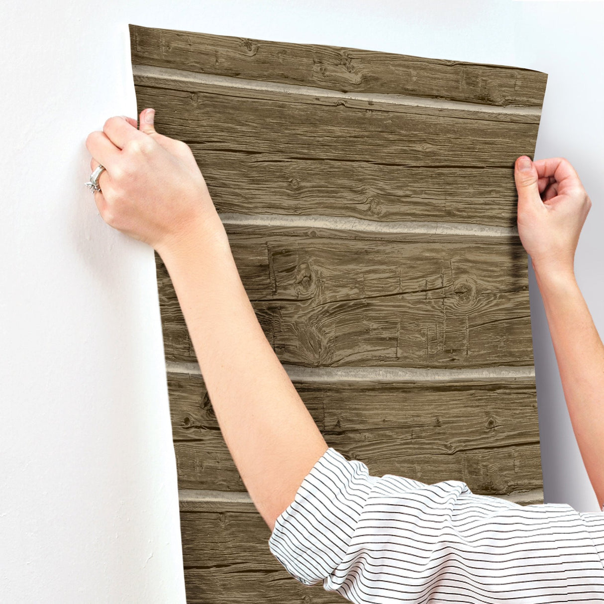Lodgepole Dark Brown Wallpaper with Farmhouse Wood Graphic Pattern - Chesapeake 4142-72613