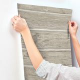 Lodgepole Grey Wallpaper with Wood Log Graphic Motif - Chesapeake 4142-72614