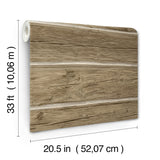 Lodgepole Chestnut Wallpaper with Wood Log Motif, Farmhouse Prepasted Non Woven - Chesapeake 4142-72615
