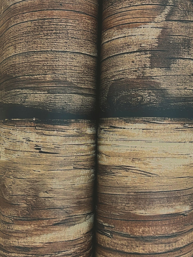 Bunkhouse Mahogany Wallpaper with Wood Graphic Log Pattern, Lodge Style - Chesapeake 4142-72616
