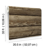 Bunkhouse Mahogany Wallpaper with Wood Graphic Log Pattern, Lodge Style - Chesapeake 4142-72616