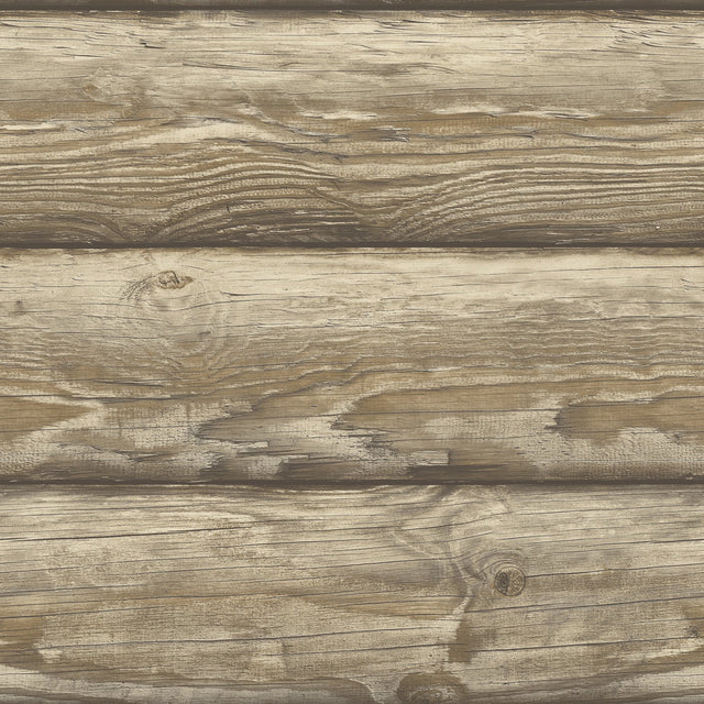 Bunkhouse Light Brown Wallpaper with Lodge Wood Graphic - Chesapeake 4142-72617