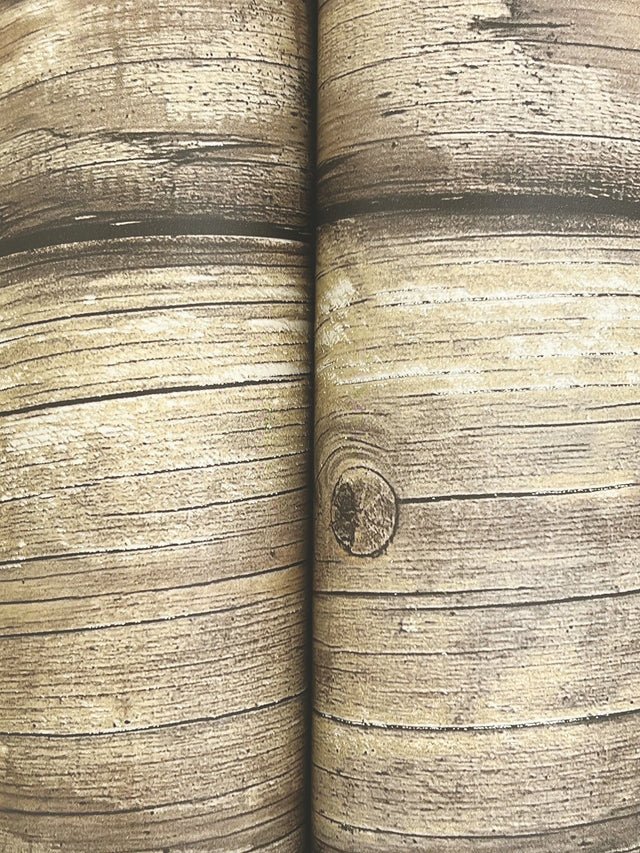 Bunkhouse Light Brown Wallpaper with Lodge Wood Graphic - Chesapeake 4142-72617