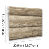 Bunkhouse Light Brown Wallpaper with Lodge Wood Graphic - Chesapeake 4142-72617
