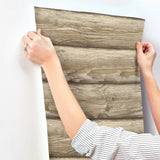 Bunkhouse Light Brown Wallpaper with Lodge Wood Graphic - Chesapeake 4142-72617