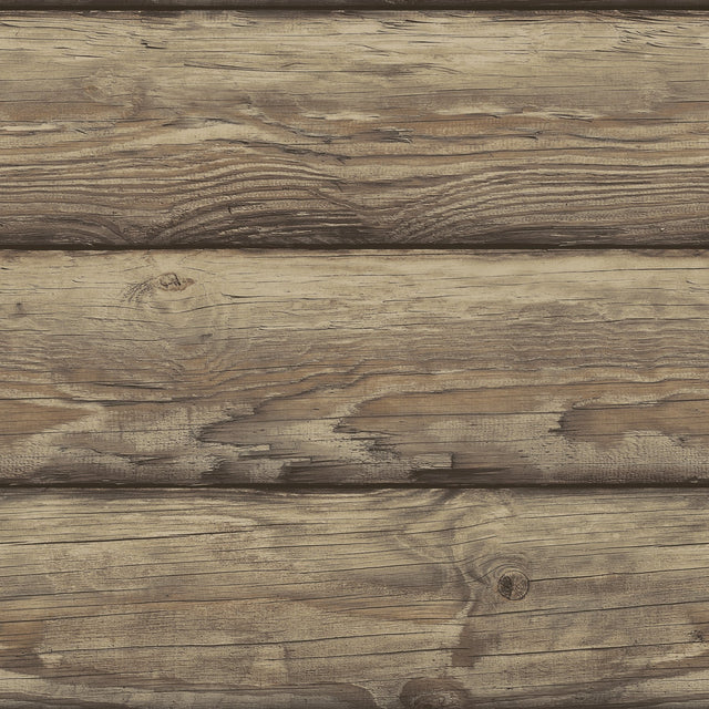 Bunkhouse Chestnut Wallpaper with Wood Graphic Log Motif - Chesapeake 4142-72618