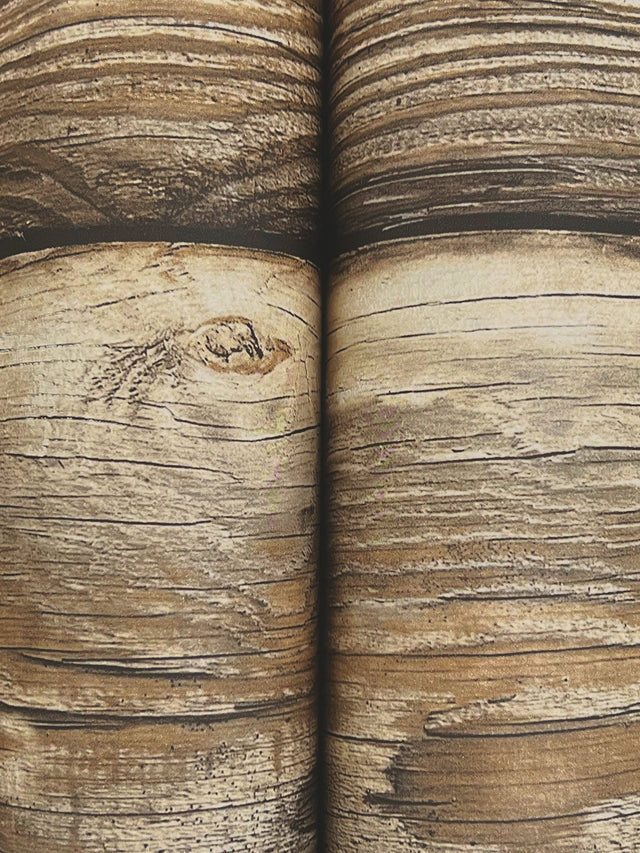 Bunkhouse Chestnut Wallpaper with Wood Graphic Log Motif - Chesapeake 4142-72618