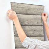 Bunkhouse Ash Wallpaper with Lodge Wood Graphic Motif - Chesapeake 4142-72619