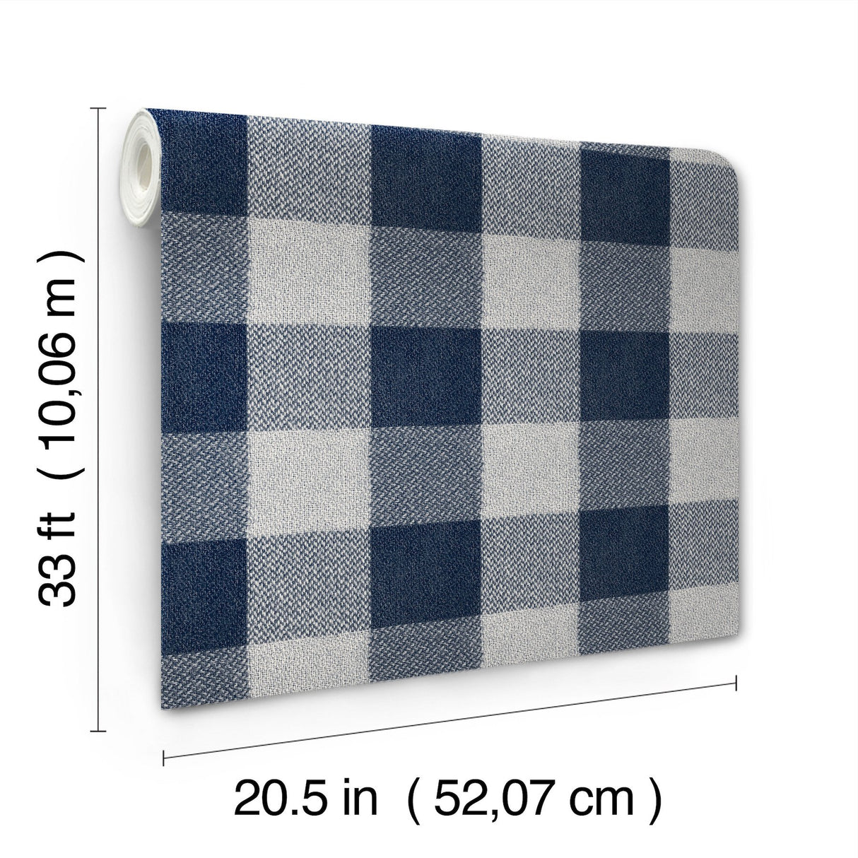 Lumberjack Navy Wallpaper with Buffalo Plaid Pattern, Farmhouse Style - Chesapeake 4142-72620