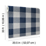Lumberjack Navy Wallpaper with Buffalo Plaid Pattern, Farmhouse Style - Chesapeake 4142-72620