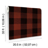 Lumberjack Maroon Wallpaper with Buffalo Plaid Pattern, Farmhouse Style - Chesapeake 4142-72621