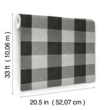 Lumberjack Black Wallpaper with Buffalo Plaid Farmhouse Graphic - Chesapeake 4142-72622
