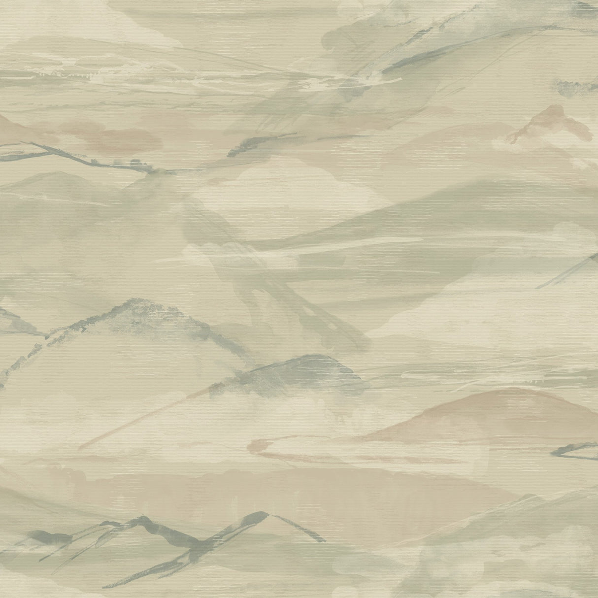 Bozeman Mountains Moss Wallpaper with Abstract Watercolor Mountain Motif - Chesapeake 4142-72624