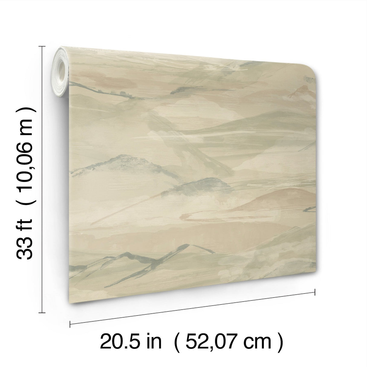 Bozeman Mountains Moss Wallpaper with Abstract Watercolor Mountain Motif - Chesapeake 4142-72624